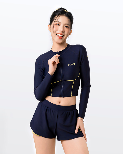  Áo bơi nữ croptop tay dài kín đáo và chống nắng Gorgeous Cel 