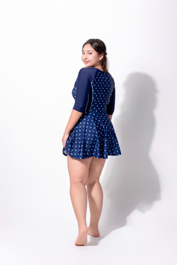 Đồ bơi nữ liền thân váy khoá kéo tay lửng Chubby Lily, ảnh 7