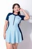 Đồ bơi nữ liền thân váy khoá kéo tay ngắn Chubby Mia