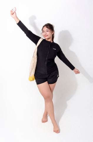  Áo bơi nữ khoá kéo tay dài Chubby Nadia 