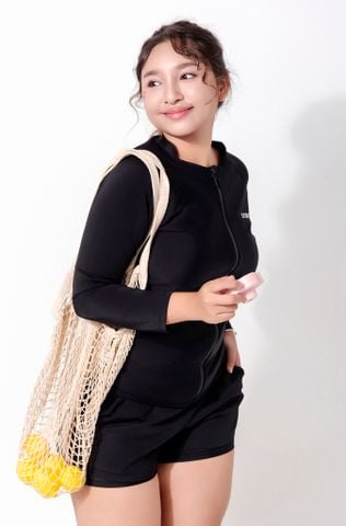  Áo bơi nữ khoá kéo tay dài Chubby Nadia 