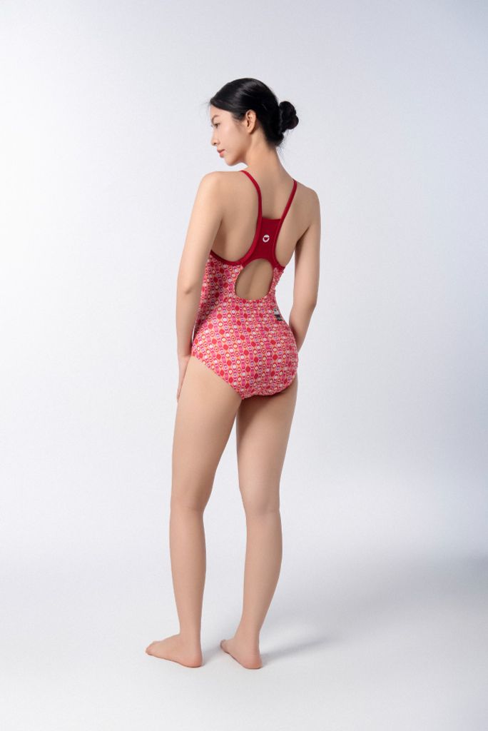 Đồ bơi nữ liền thân chuyên tập luyện Racesuit Y-Back Sotek™ Rose Pattern, ảnh 9