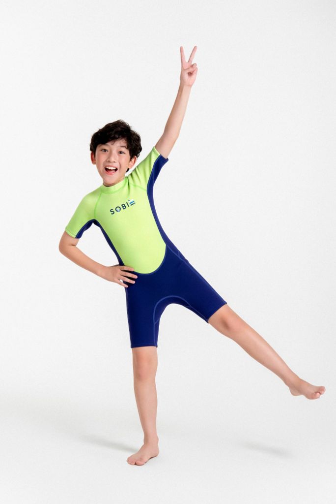 Wetsuit KID Marine Đồ bơi giữ nhiệt dành cho bé trai màu xanh neon 1.5mm — 7