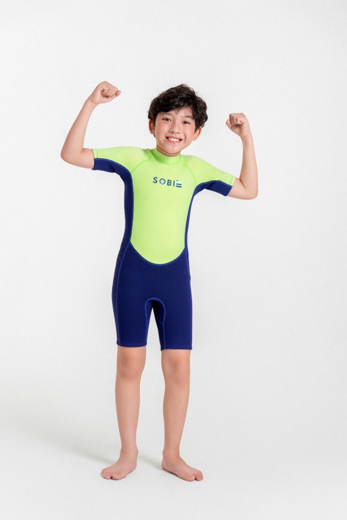 Wetsuit KID Marine Đồ bơi giữ nhiệt dành cho bé trai màu xanh neon 1.5mm — 8