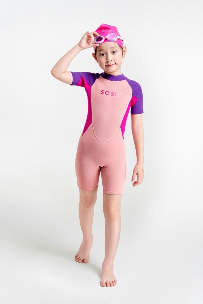 Wetsuit KID Soft Đồ bơi giữ nhiệt dành cho bé gái màu hồng 1.5mm — 4