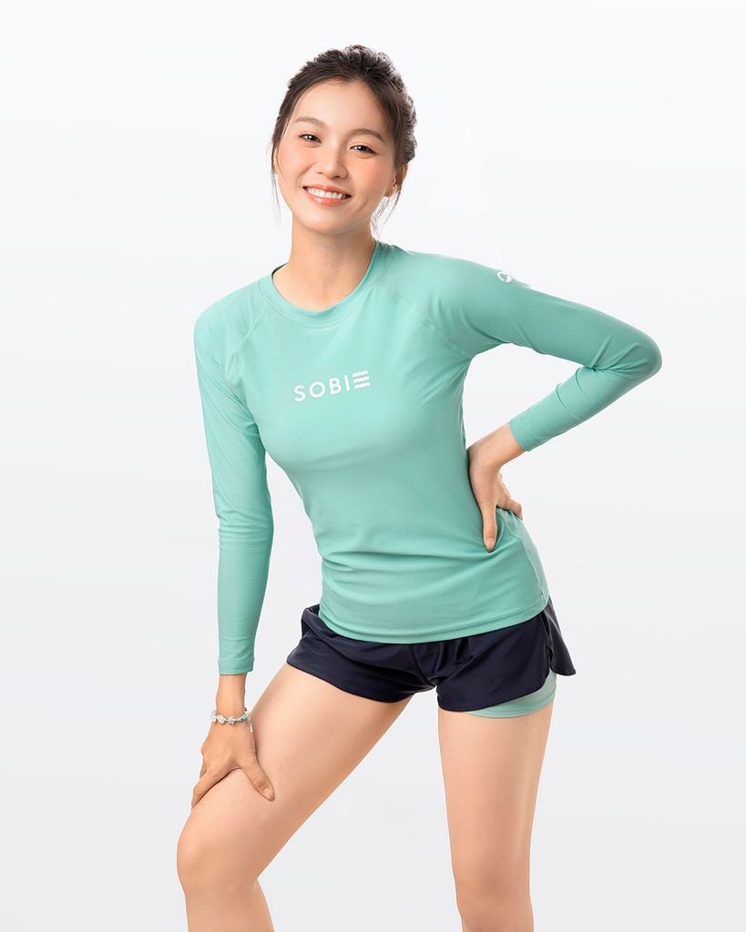 Áo bơi nữ tay dài chống nắng Mintmint, ảnh 2