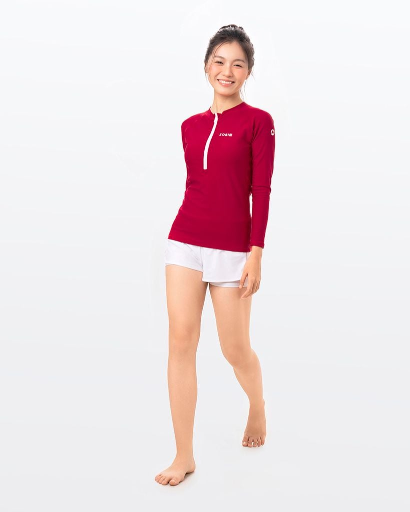 Áo bơi nữ tay dài chống nắng khoá kéo Red Velvet — 5