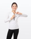  Áo bơi nữ tay dài chống nắng khoá kéo White On 