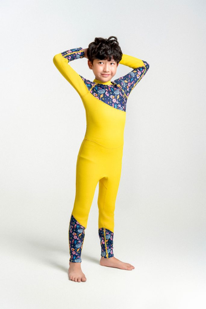 Wetsuit KID Sea Star Đồ bơi giữ nhiệt dành cho bé trai màu vàng 1.5mm, ảnh 7