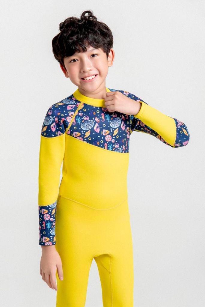 Wetsuit KID Sea Star Đồ bơi giữ nhiệt dành cho bé trai màu vàng 1.5mm, ảnh 2