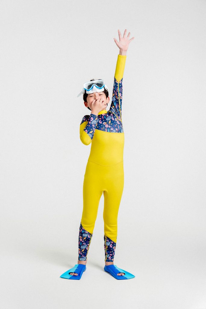 Wetsuit KID Sea Star Đồ bơi giữ nhiệt dành cho bé trai màu vàng 1.5mm, ảnh 10
