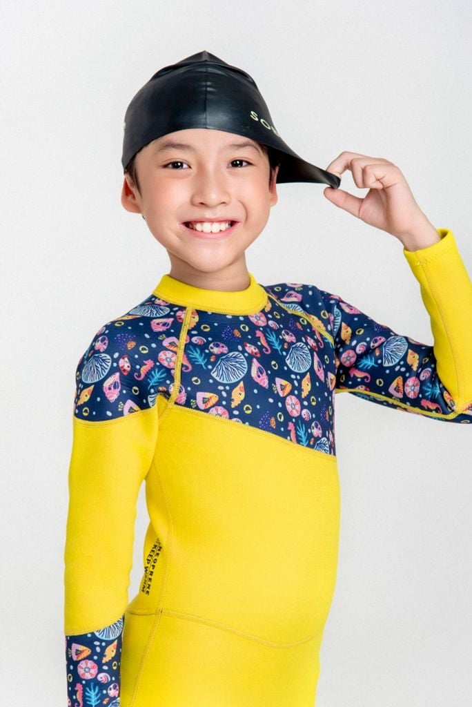 Wetsuit KID Sea Star Đồ bơi giữ nhiệt dành cho bé trai màu vàng 1.5mm, ảnh 3