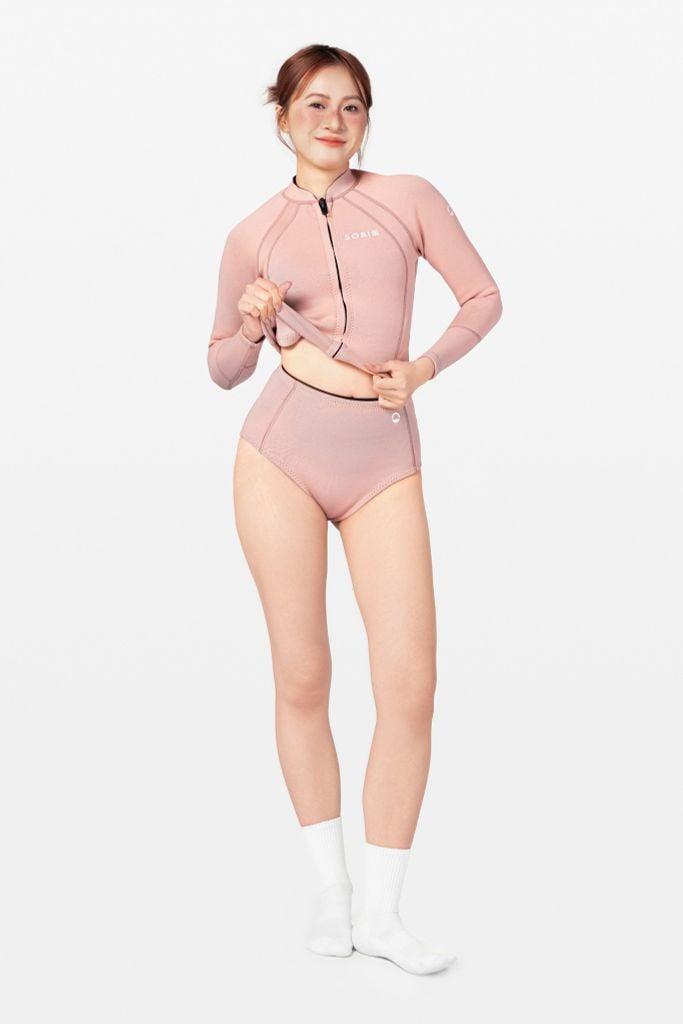 Wetsuit Cara Áo bơi nữ giữ nhiệt khoá kéo Cam Đào 1.5mm — 2
