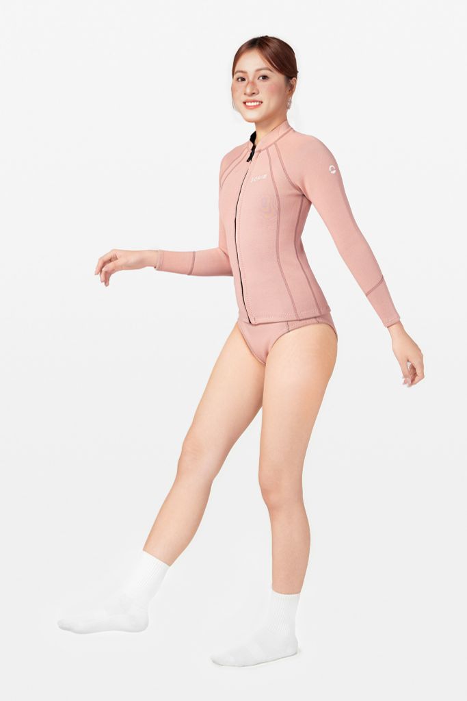 Wetsuit Cara Áo bơi nữ giữ nhiệt khoá kéo Cam Đào 1.5mm — 3