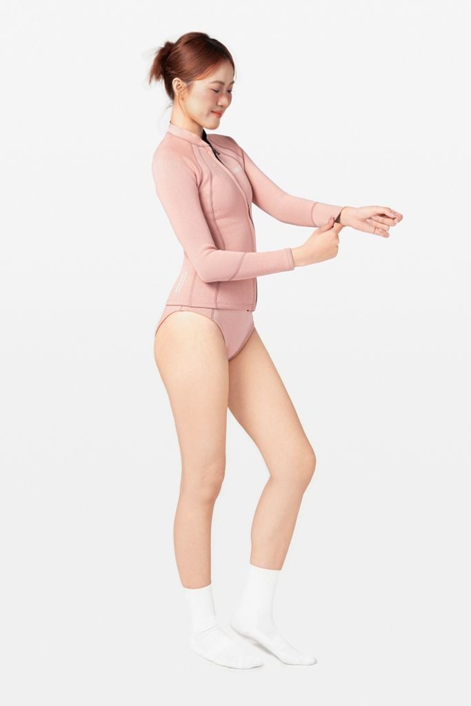 Wetsuit Cara Áo bơi nữ giữ nhiệt khoá kéo Cam Đào 1.5mm — 4