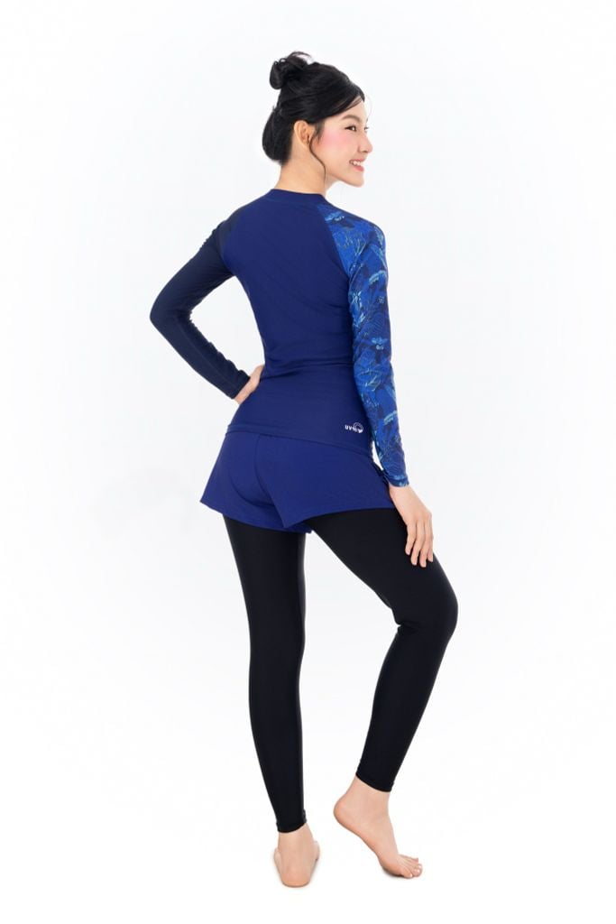 Áo bơi nữ tay dài khoá kéo kín đáo và chống nắng Marine Coraline, ảnh 5
