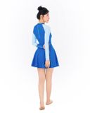  Đồ bơi nữ liền thân váy tay dài kín đáo và chống nắng Marine Blue 