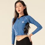  Áo Bơi Nữ Tay Dài - Croptop Zipper Coral 