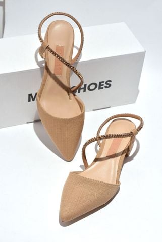Giày Đế Thấp 3cm Bít Mũi Hỏ Gót Đế Vuông Dây Đính Đá Big Size 35 - 43 Merly 1047, Giày Nữ Big Size, Giày Màu Nâu Tây, Giày Đi Tiệc, Giày Mũi Nhọn, Giày Đế Vuông, Giày Slingback, Sandal Bít Mũi, Màu Nâu Vintage