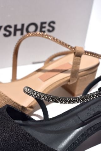 Giày Đế Thấp 3cm Bít Mũi Hỏ Gót Đế Vuông Dây Đính Đá Big Size 35 - 43 Merly 1047, Giày Nữ Big Size, Giày Màu Nâu Tây, Giày Đi Tiệc, Giày Mũi Nhọn, Giày Đế Vuông, Giày Slingback, Sandal Bít Mũi, Màu Nâu Vintage