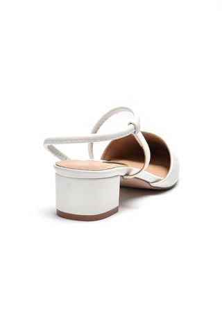 Giày Cao Gót Đế Vuông 3cm MERLY 1047 Trắng Mờ, Sandal Quai Hậu Bít Mũi, Giày Công Sở Nữ, Giày Cao Gót Bigsize, Giày Nữ Size 43, Slingback, Giày Cưới, Cao Gót Mũi Nhọn, Giày Đế Thấp