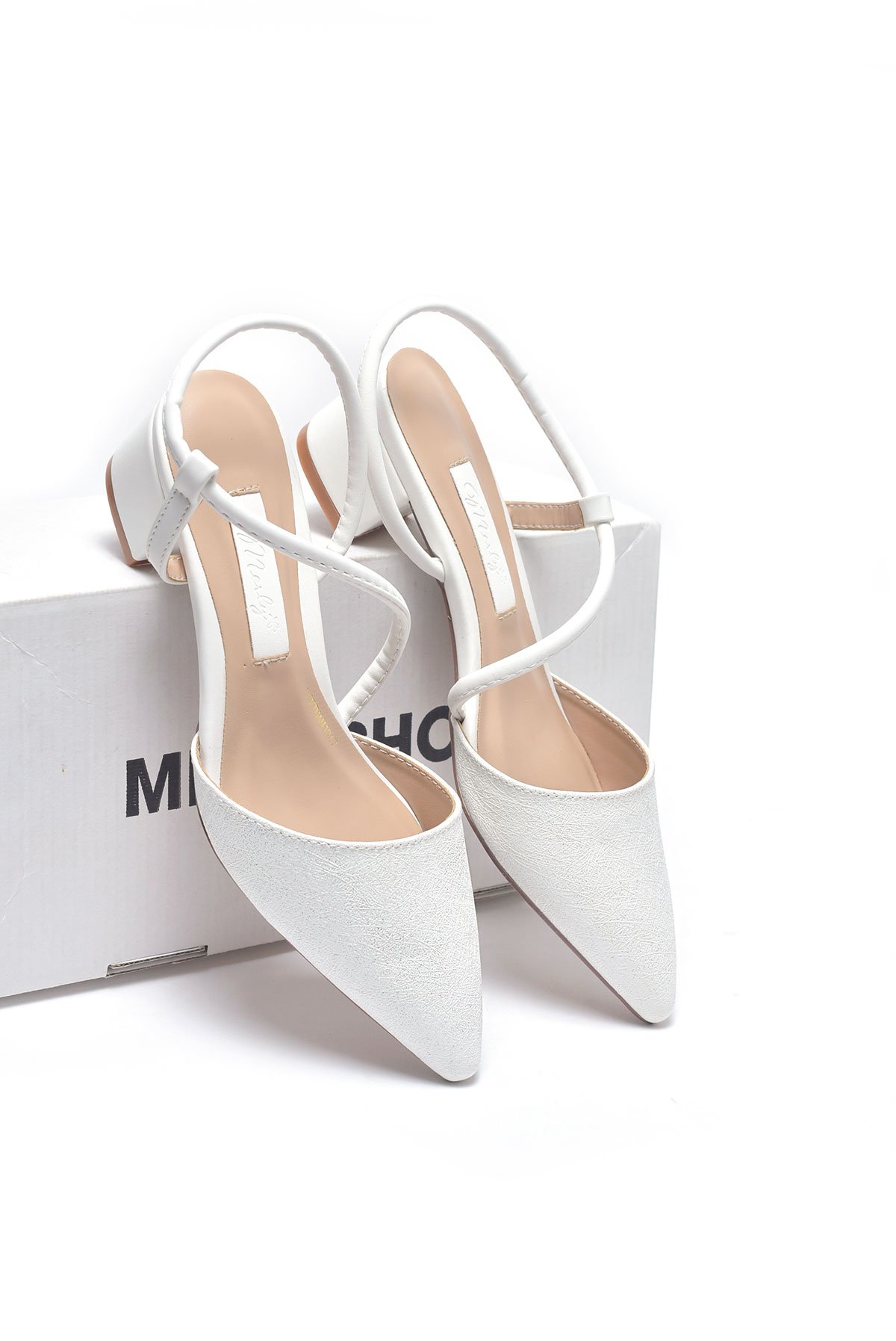 Giày Cưới Cô Dâu, Giày Đi Tiệc, Giày Cao Gót Slingback Đế Vuông Thấp 3cm Merly 1047 Trắng Nhũ, Sandal Quai Hậu Bít Mũi, Giày Công Sở Nữ, Giày Cao Gót Bigsize, Cao Gót Mũi Nhọn