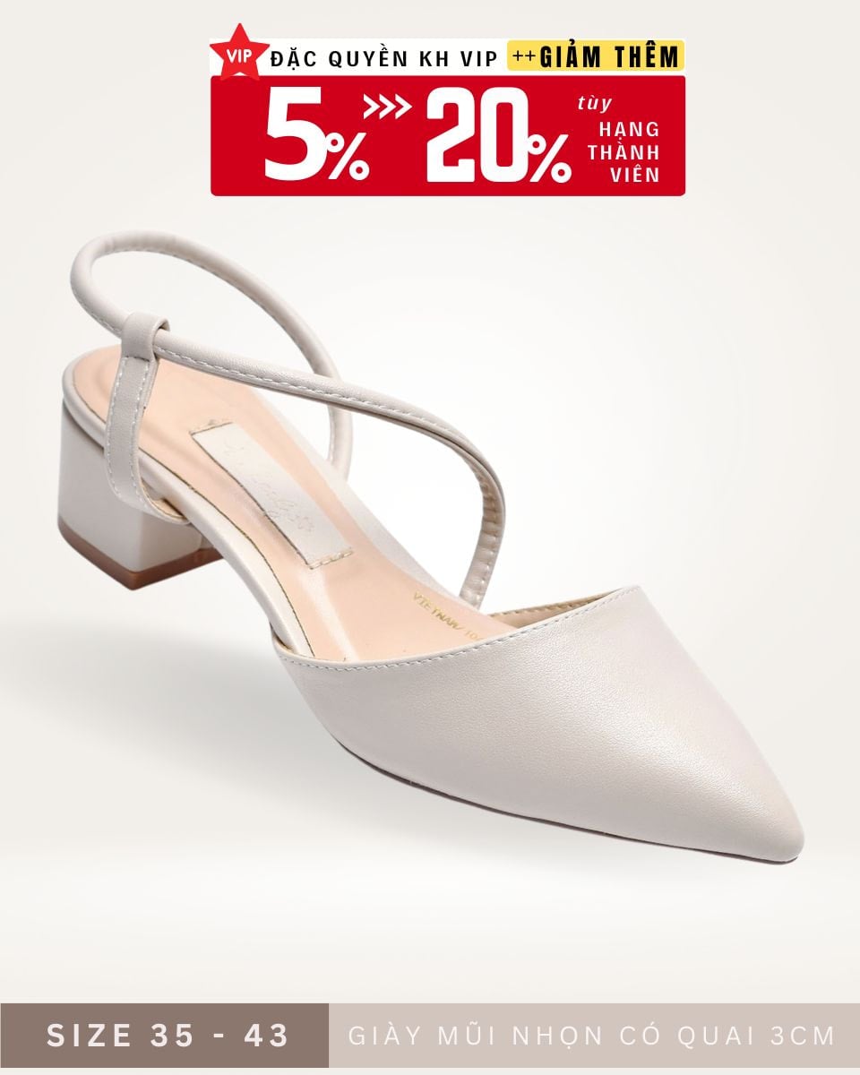 [Best Seller] Giày Cao Gót Đế Vuông 3cm Merly 1047 Kem Mờ, Cao Gót Nude Mũi Nhọn, Xăng Đan Quai Hậu Bít Mũi Đế Thấp, Giày Công Sở Nữ, Giày Cao Gót Bigsize, Giày Nữ Size 43, Giày Slingback, Sandal Bít Mũi