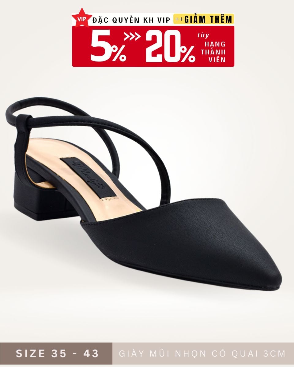 [Best Seller] Giày Cao Gót 3cm, Giày Mũi Nhọn Đế Vuông Merly 1047 Đen Mờ, Sandal Quai Hậu Bít Mũi, Giày Công Sở Nữ, Giày Cao Gót Big Size, Giày Nữ Size 43, Slingback, Sandal Bít Mũi Nữ