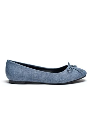 [Form lớn lùi 1 size] Giày Búp Bê Da Mũi Vuông Nơ Màu Xanh Jean Da Cao Cấp Merly 1202 Big Size 35-43, Giày Công Sở Nữ, Giày Bệt Nữ, Giày Mũi Vuông, Giày Búp Bê Bigsize