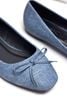 Giày Búp Bê Nơ Xinh Form To Mũi Vuông Big Size Xanh Jean Vintage Da Cao Cấp