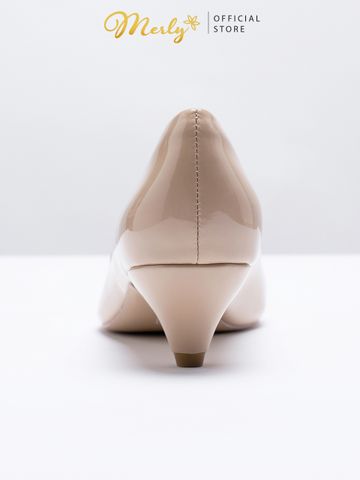 Giày Cao Gót 3cm Công Sở Nữ Màu Nude Thương Hiệu Merly 1268 Kem Nude, Giày Búp Bê Cao Gót, Cao Gót Mũi Nhọn Đế Nhọn, Giày Bít Mũi Nữ, Giày Nữ Big Size 35 đến 43