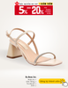 Giày Đi Tiệc Sandals Dây Đính Đá Cao Gót Đế Vuông 6cm, Xăng Đan Cao Gót, Giày Cao Gót Big Size Merly 1404 Nude Kem