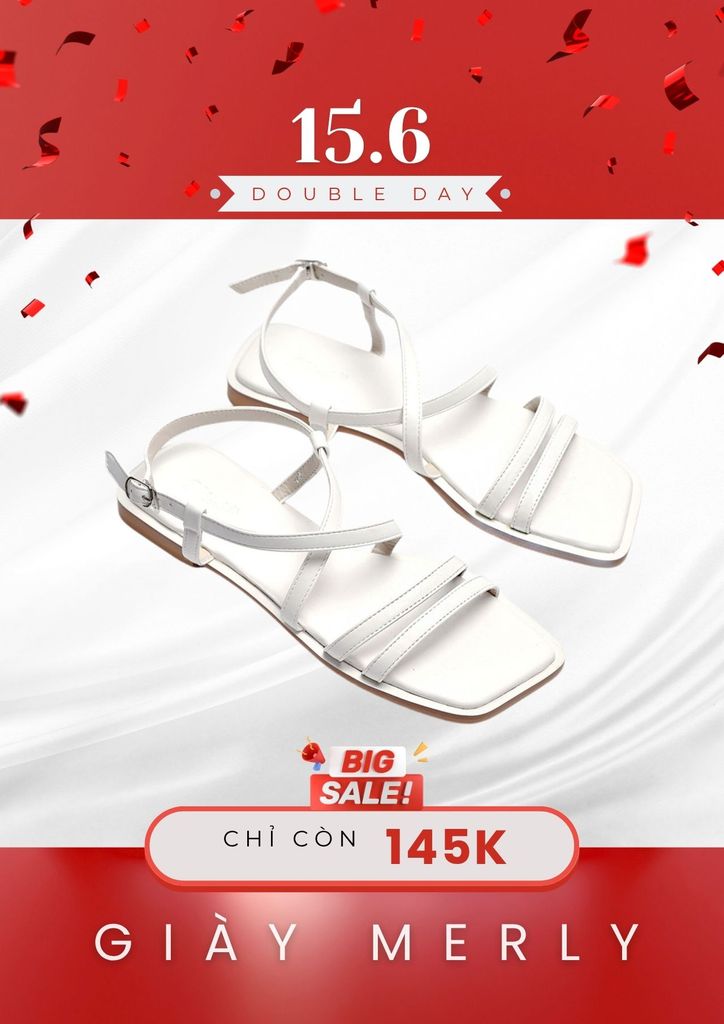 Giày Sandals Dây Mảnh Đế Bệt, Xăng Đan Dây, Giày Xăng Đan Nữ Cao Cấp, Giày Nữ Hàng Hiệu, Giày Sandals Big Size, Giày Nữ Big Size TPHCM Merly 1467 Trắng