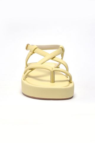 Giày Sandal Bánh Mì, Xăng Đan Nữ Đế Cao 4cm Merly 1468 Vàng, Giày Dép Nữ Big Size, Sandal Dây Xỏ Ngón, Dép Xăng Đan Nữ Cao Cấp, Giày Nữ Màu Vàng Pastel