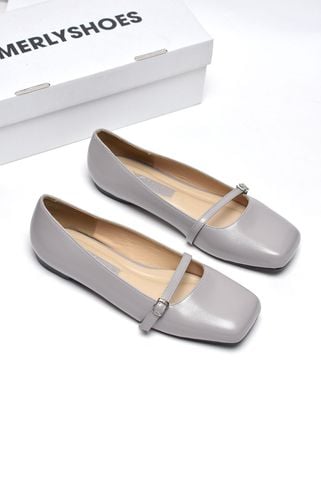 Giày Búp Bê Quai Ngang Merly 1473 Xám Bigsize 35-42, Giày Búp Bê Mary Jane, Giày Mũi Vuông Nữ, Giày Búp Bê Có Quai Hàn Quốc, Giày Công Sở Nữ, Giày Bệt Nữ, Giày Nữ Big Size