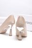 Giày Cao Gót Bít Mũi Nhọn 7cm Kem Nâu Da Micro Mềm Mát Big Size Merly 1476
