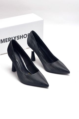 Giày Cao Gót Mũi Nhọn 7cm Merly 1476 Đen Vân Xước Sang Trọng, Giày Cao Gót Big Size, Giày Cao Gót 7cm, Giày Cao Gót Đen Mũi Nhọn, Giày Đi Tiệc, Giày Công Sở Nữ