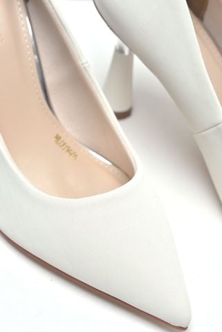 Giày Cao Gót Trắng Mũi Nhọn 7cm, Giày Cao Gót Đi Tiệc, Giày Cưới Cô Dâu Sang Trọng Merly 1476 Trắng Vân Xước, Giày Cao Gót Big Size
