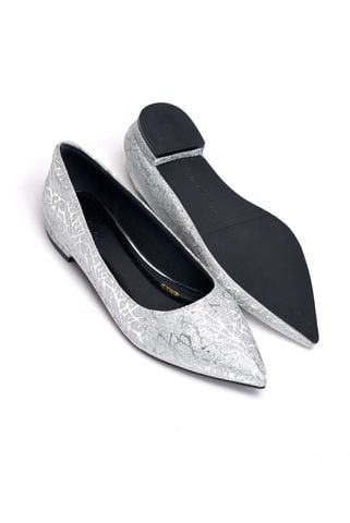 Giày Búp Bê Bạc Kim Sa Lấp Lánh Bigsize 38-43 Merly 1488 Bạc (Không Nơ) Giày Bệt Đi Tiệc, Giày Bigsize Đi Tiệc