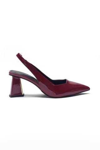Giày Cao Gót Đỏ Đế Vuông 6-7cm Merly 1490 Big Size 35-43, Giày Mũi Nhọn, Giày Slingback Bít Mũi Quai Hậu Hở Gót, Giày Đi Tiệc