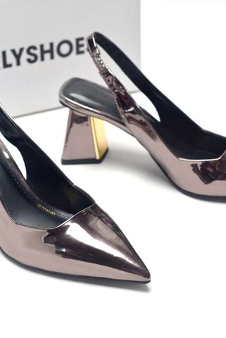Giày Cao Gót Chì Metallic Đế Vuông 6-7cm Merly 1490 Big Size 35-43, Giày Mũi Nhọn, Giày Slingback Bít Mũi Quai Hậu Hở Gót, Giày Đi Tiệc, Giày Tết 2025