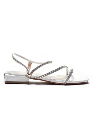 Giày Sandals Dây Đính Đá Blingbling Đế Vuông 2cm, Sandals Nữ Đế Vuông 2cm, Giày Xăng Đan Đính Đá, Xăng Đan Cao Gót Đế Vuông, Dép Quai Hậu Nữ Đính Đá, Giày Đi Tiệc Cưới, Giày Nữ Big Size TPHCM, Merly 1502 Trắng