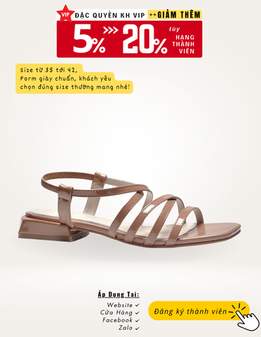 Giày Sandals Dây Chéo 2cm Merly 1504 Nâu, Giày Cao Gót Đế Vuông, Giày Sandals Dây Mảnh, Giày Xăng Đan Nữ, Giày Xăng Đan Nữ Cao Cấp, Giày Nữ Hàng Hiệu, Giày Nữ Big Size