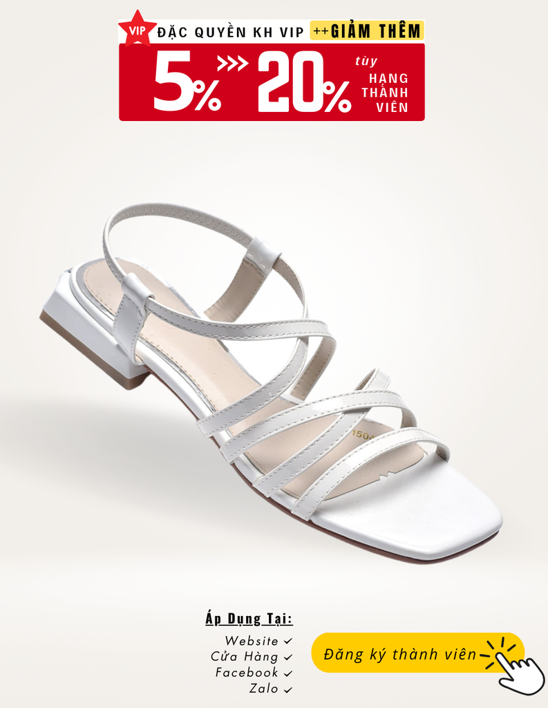 Giày Sandals Dây Chéo 2cm Merly 1504 Trắng, Giày Cao Gót Đế Vuông, Giày Sandals Dây Mảnh, Giày Xăng Đan Nữ, Giày Xăng Đan Nữ Cao Cấp, Giày Nữ Hàng Hiệu, Giày Nữ Big Size