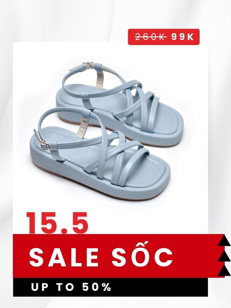 Sandals Bánh Mì Nữ Dây Mút Phồng Đế Cao 4cm Merly 1505 Xanh Dương Nhạt Pastel, Platform Sandals, Xăng Đan Bánh Mì Nữ, Giày Dép Bánh Mì Đế Cao, Dép Sandal Dây Nữ, Giày Nữ Big Size