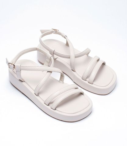 Sandals Bánh Mì Đế Cao 4cm Merly 1510 Trắng Kem, Xăng Đan Dây, Giày Dép Bánh Mì Nữ, Giày Bánh Mì Nữ Chính Hãng, Giày Nữ Big Size, Sandal Big Size