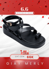 Sandal Nữ, Sandals Bánh Mì, Giày Đế Cao 4cm Merly 1511 Đen, Xăng Đan Xỏ Ngón, Sandals Dây, Xăng Đan Nữ Cao Cấp, Giày Bánh Mì Nữ, Giày Chiến Binh Nữ, Giày Nữ Big Size