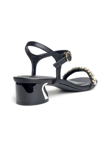 Sandal Quai Ngang Nữ Cao 3cm Quai Đính Đá Lấp Lánh Merly 1515 Đen, Giày Đi Tiệc, Giày Cao Gót Đế Vuông, Dép Xăng Đan Nữ Cao Cấp, Giày Đi Với Áo Dài, Giày Đi Tiệc, Giày Nữ Đẹp, Dép Sandals