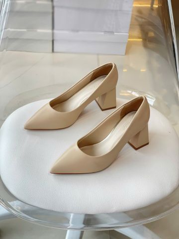 Giày Cao Gót Đế Vuông, Giày Cao Gót 5cm, Giày Cao Gót Mũi Nhọn, Giày Cao Gót Màu Nude, Giày Cao Gót Big Size, Giày Công Sở Nữ, Giày Bít Mũi Nữ, Thương Hiệu Merly 1516 Kem Mờ
