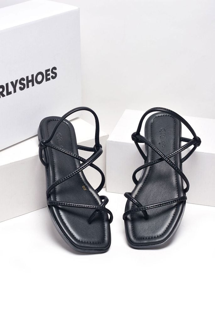 Giày Sandals Dây Mảnh Nữ Xỏ Ngón Đế Bệt 1cm Merly 1517 Đen, Xăng Đan Nữ Cao Cấp, Giày Sandals Nữ Chính Hãng, Giày Dép Nữ Big Size Merly